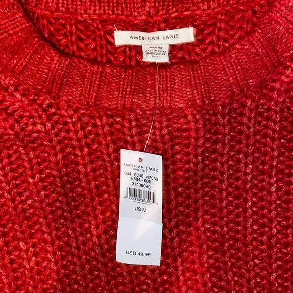 American Eagle Red Over sized Knit Sweater - Picture 5 of 6